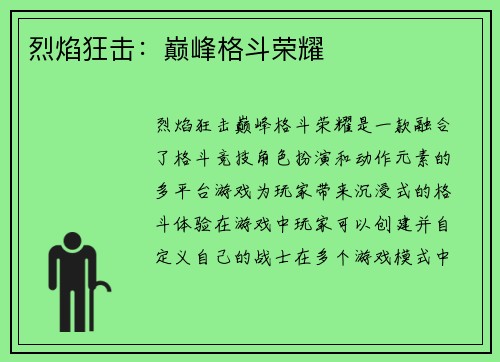 烈焰狂击：巅峰格斗荣耀
